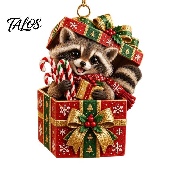 Holiday Gift Exchange Accessories Christmas Forest Animal Ornament, 2D Flat Acrylic Fox Reindeer Squirrel Raccoon in Unique Hanging Ornaments