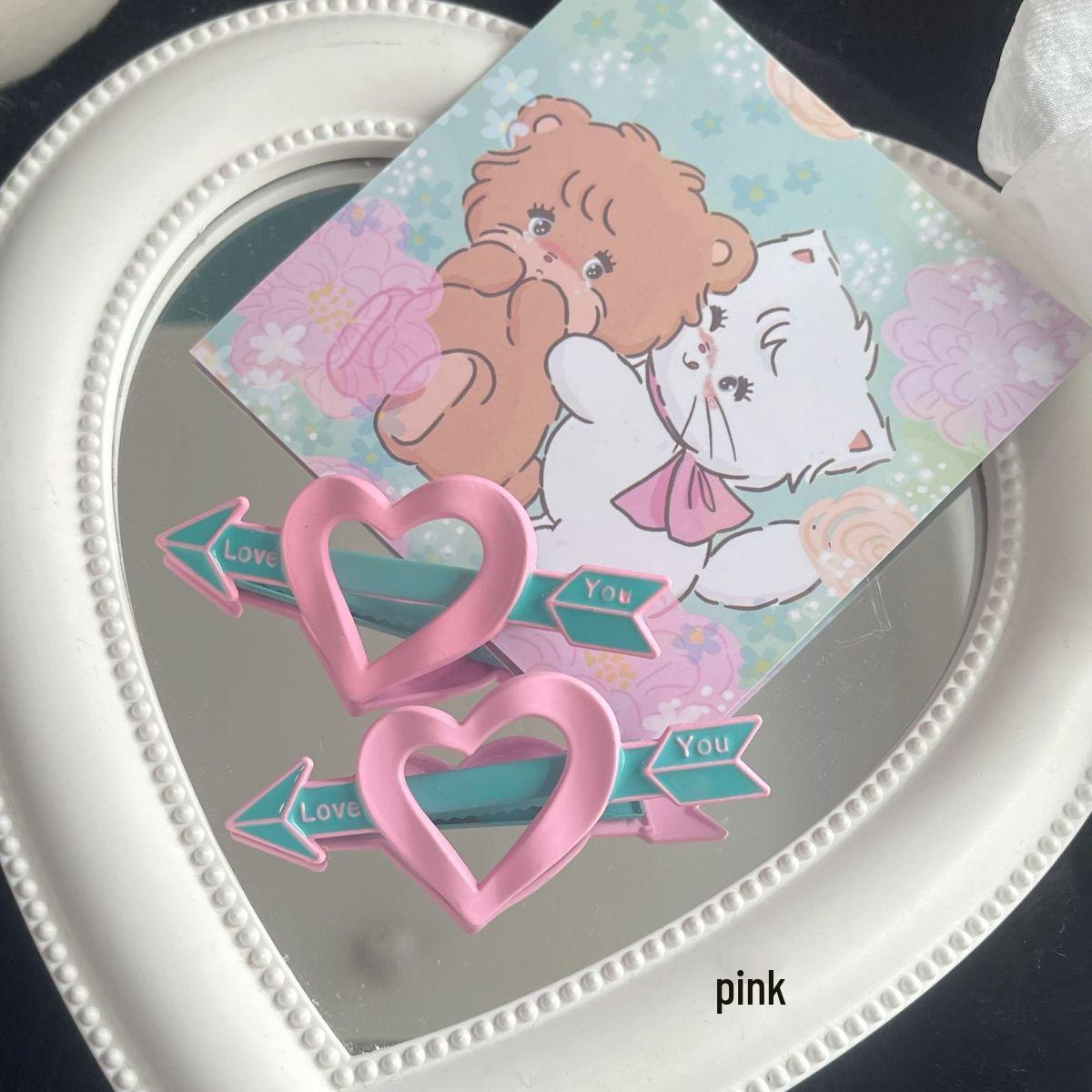 

Japanese and Korean Blue Heart Alloy Duckbill Hairpin for Women and Girls