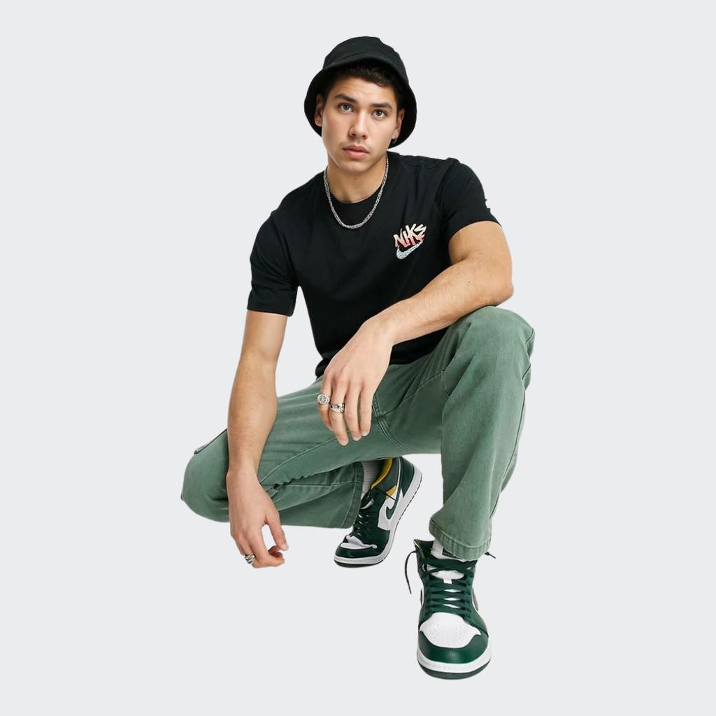 Nike Sportswear Abstract Letter Pattern Crew Neck Short Sleeve T-Shirt Men Tops Black DQ1408-010