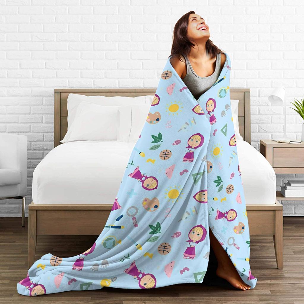 M-Maschas und B-Bären Flanelldecken Winter Warme Bettwäsche Überwürfe für Kind Couch Bett Druck Tagesdecke Sofa Bettbezug