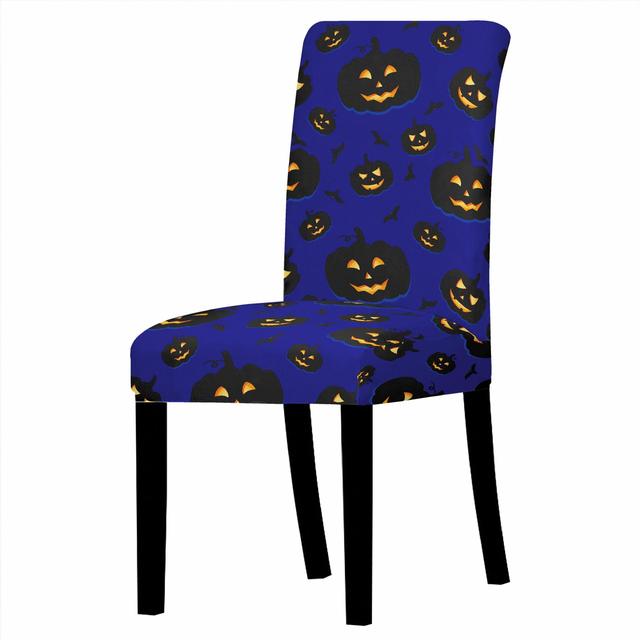 Halloween Chair Covers Dining Room Strech Elastic Pumpkin Print Chair Slipcover Elastic Cover For Kitchen Stools Party Decor