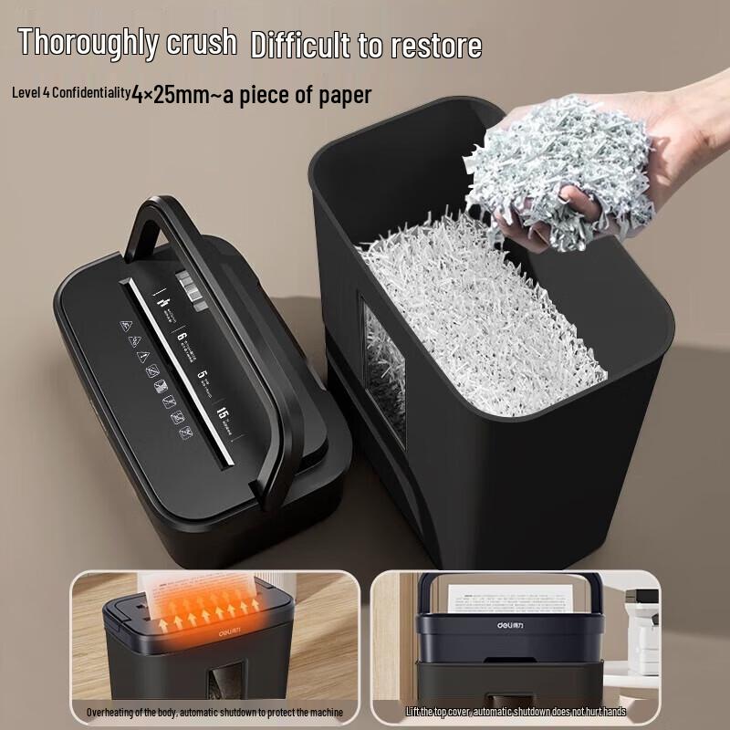 

Deli 9939N Cross-Cut Desktop Shredder, 5-Sheet, 15L, Level 4 Security CN plug (adapter included)