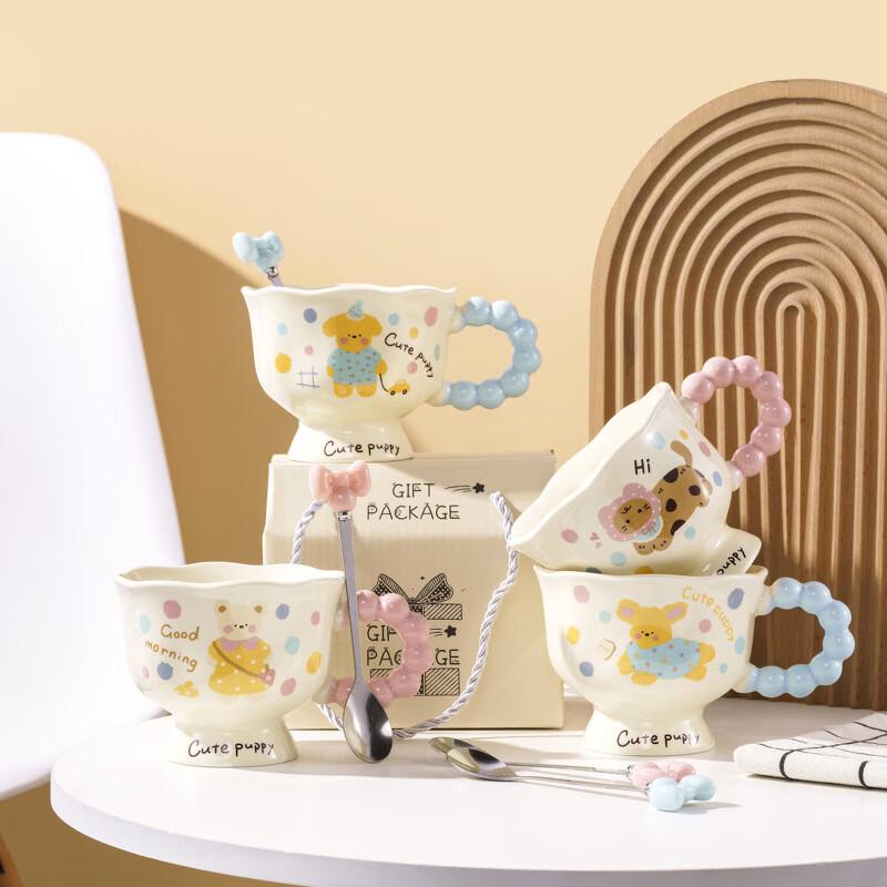 Ins Style Ceramic Bear Mug Set with Spoon