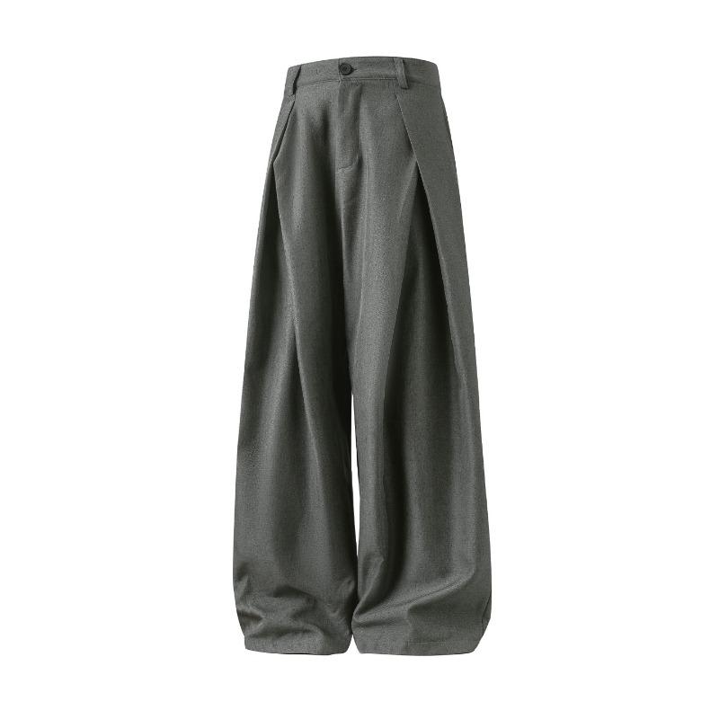 Pleated Design Casual Men's Solid Color Autumn Casual Pants