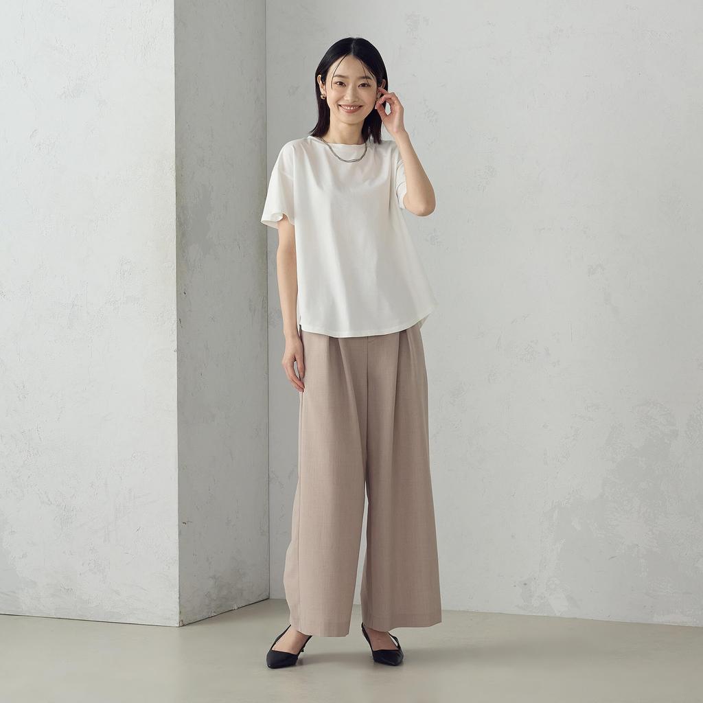 Comme Ca Ism Size Cool-Touch Back-Tuck T-Shirt, L, White, 12-68CK21-205
