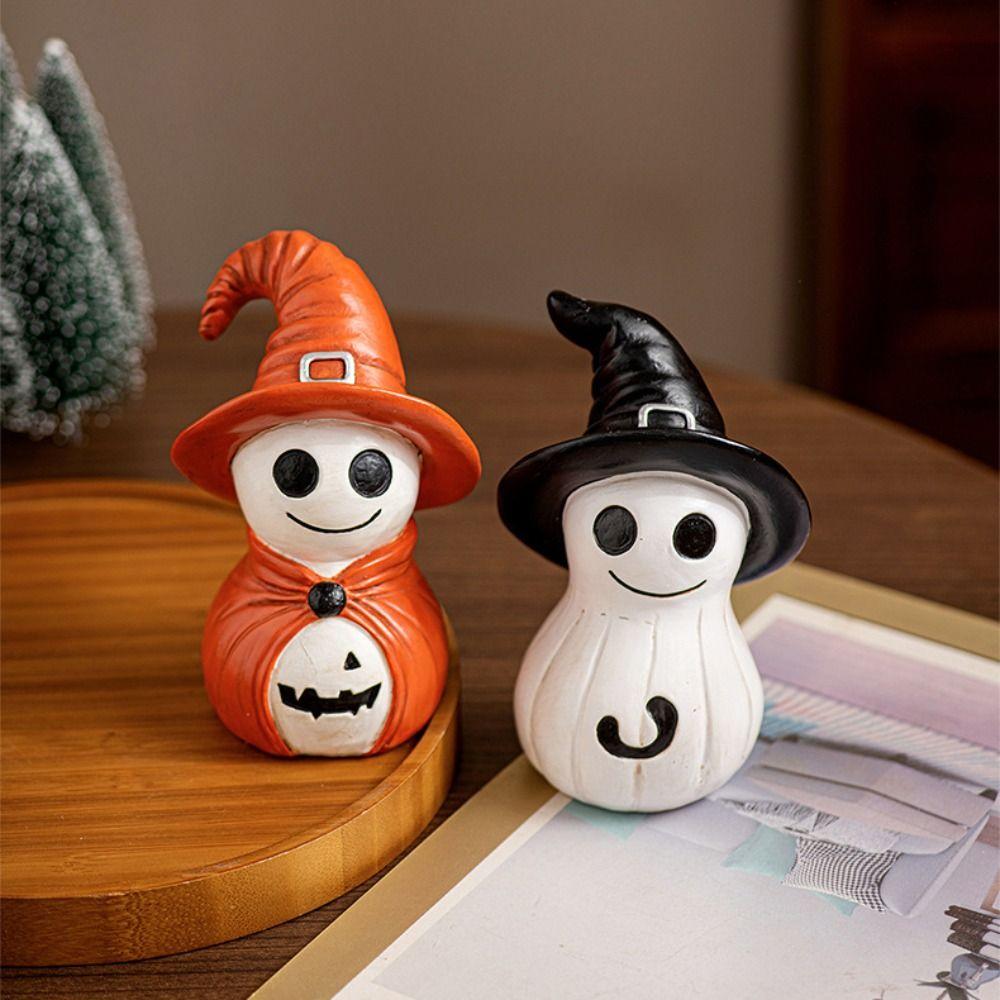 Handicraft Spooky Creat Resin Ornaments Halloween Themed Smiling Wizard Figurine  Festival Decor