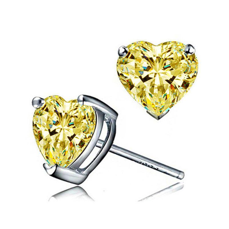 Fashionable Mini Heart-Shaped Zircon Stud Earrings For Women, Heart-Shaped Colorful Diamond Multi-Color Earrings