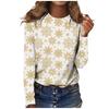 Christmas Snowflake Tree Long-sleeve T-shirt, Fashionable Casual Crew Neck Women's Wear, Comfortable and Slim-fitting Women's Top.