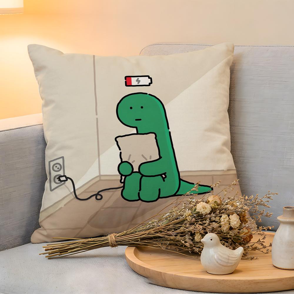 Cushion Cover  Linen  SkinFriendly Soft Decorative Case For Sofa Home Decor Joguman Korean Instagram Dinosaur Pillow cover