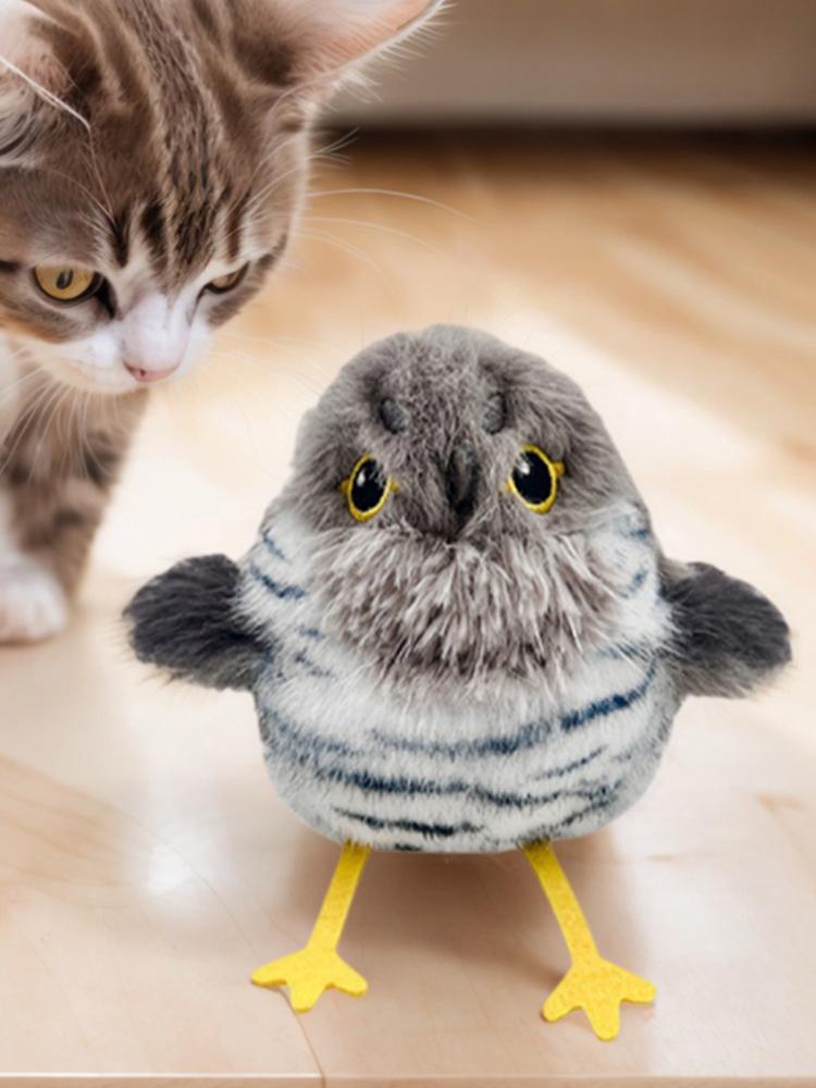 Chirping Bird Catnip Toy Flapping Bird Interactive Cat Exercise Toys Active Moving Pet Plush Toy for Kitten Or Small Dogs