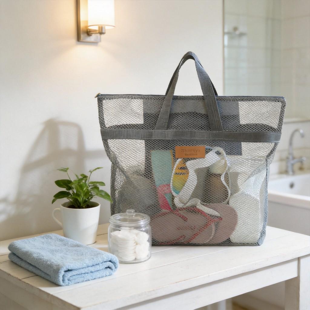 Bolsa de Praia de Malha para Viagem Grande Capacidade Para Homens Mulheres Com Rede Interna Dobrável Sacola de Natação