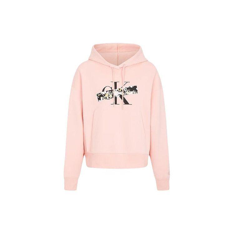 

Calvin Klein Minimalist Overlapping Print Classic Drawstring Hoodie Women hoodies Pink J220165-TKY M