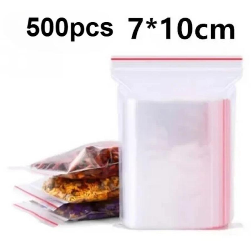 80 Microns 500-100PCS/bag, High Transparent PE Zipper Bag Reusable Plastic Self Sealing Bag Sugar Candy Dry Gift Storage Bag