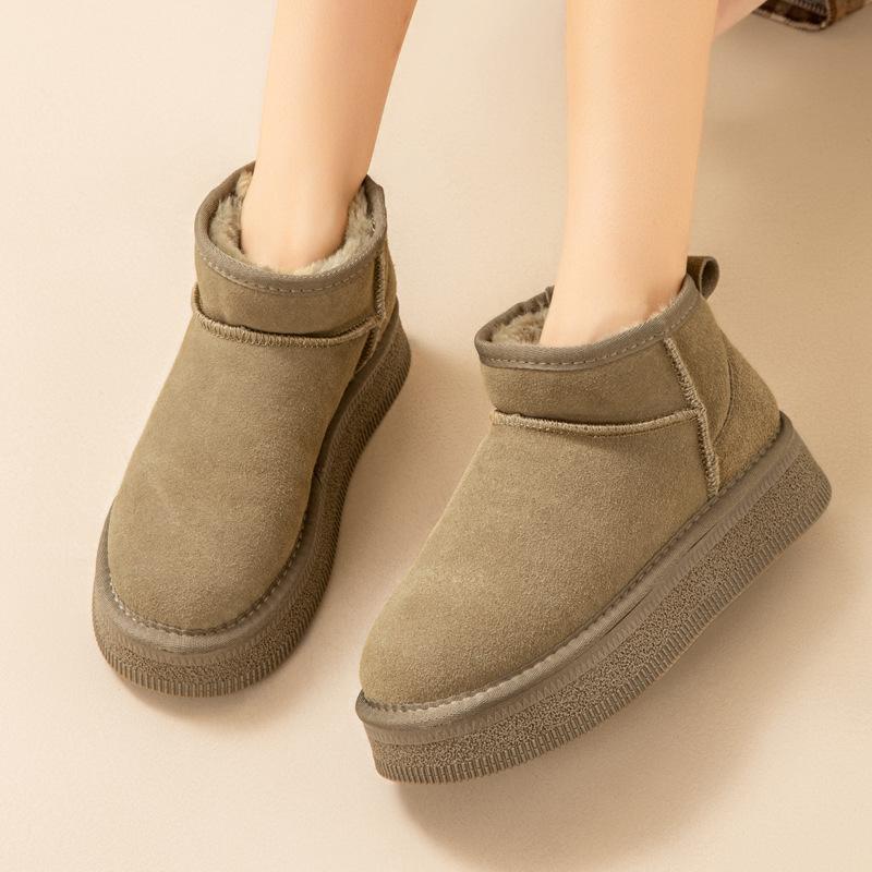 

Женские кожаные зимние ботинки на платформе, новые осенне-зимние теплые короткие ботинки Мартин, утепленные и утолщенные теплые хлопковые ботинки 40