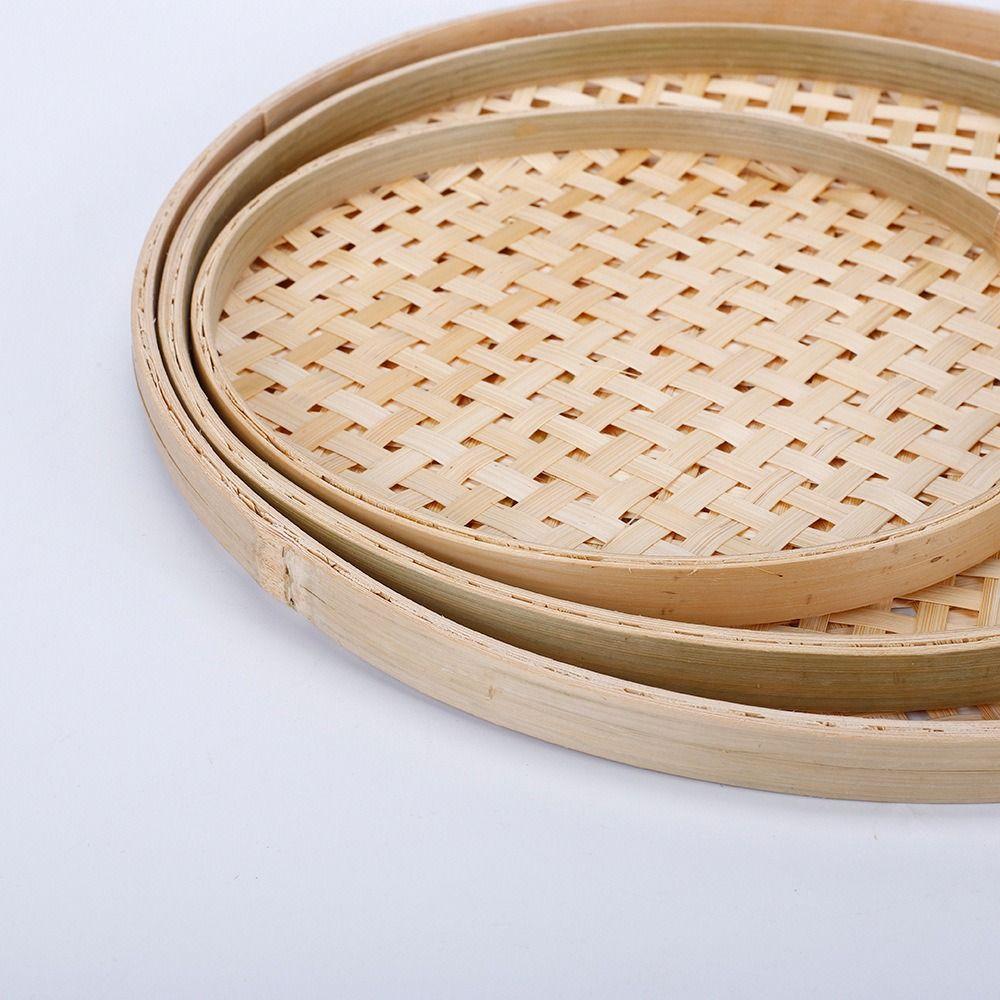 6 Velikostí Pletený Bambusový Cedník Raft Snadno Čistitelný Úložný Koš Nová Kulatá Lopatka Domácí Dekorace