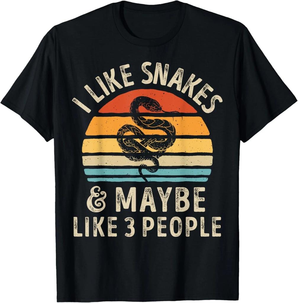 I Like Snakes and Maybe 3 People Snake Reptile Lover Retro T- Shirt