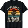 I Like Snakes and Maybe 3 People Snake Reptile Lover Retro T- Shirt