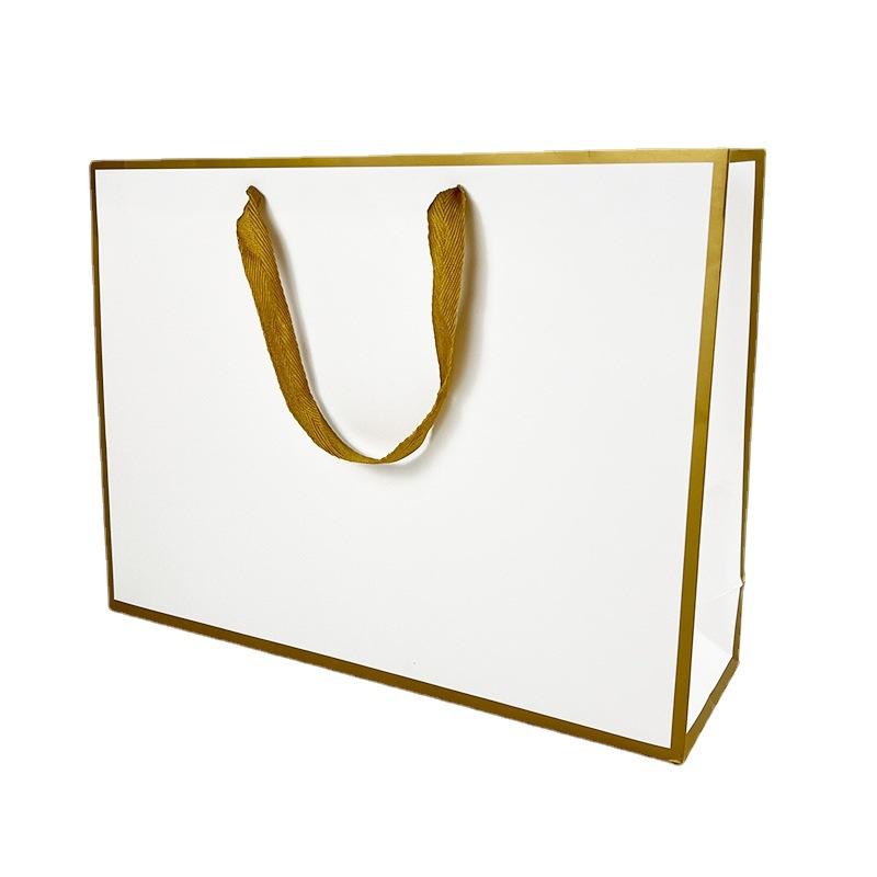 3pcsGold Edge Gift Bag Wedding Holiday Party Gift Packaging Bag Clothing Jewelry Handheld Paper Bag