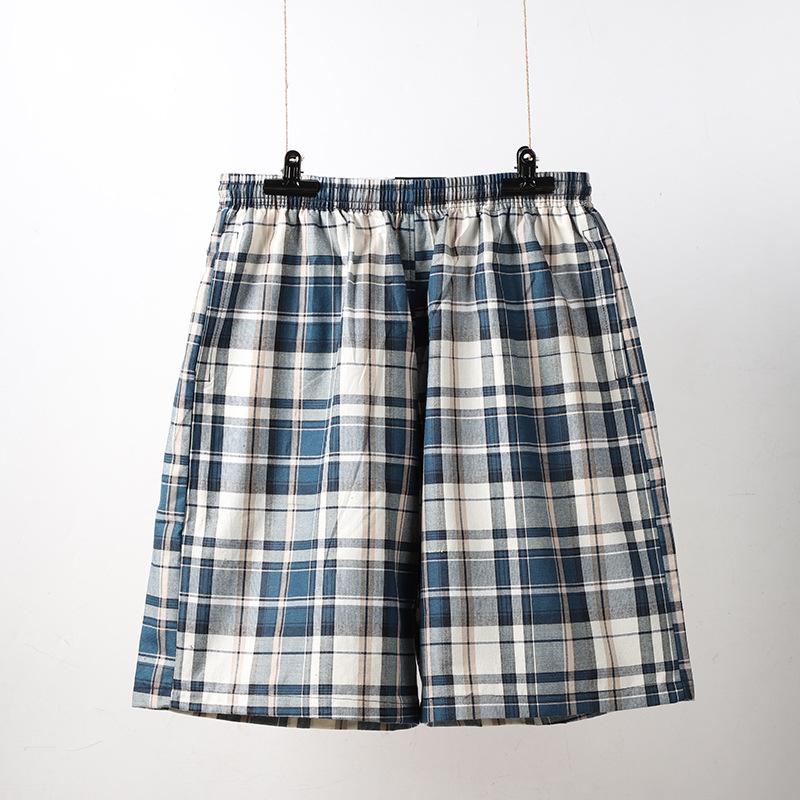 Cotton Blend Mens Underwear Boxers Shorts Male Casual Sleepwear Underpants Plaid Loose Comfortable Homewear Sleeping Short Pants