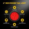 2X 4"Inch Round Red 24-LED Truck Stop Trailer Turn Tail Brake Lights Waterproof