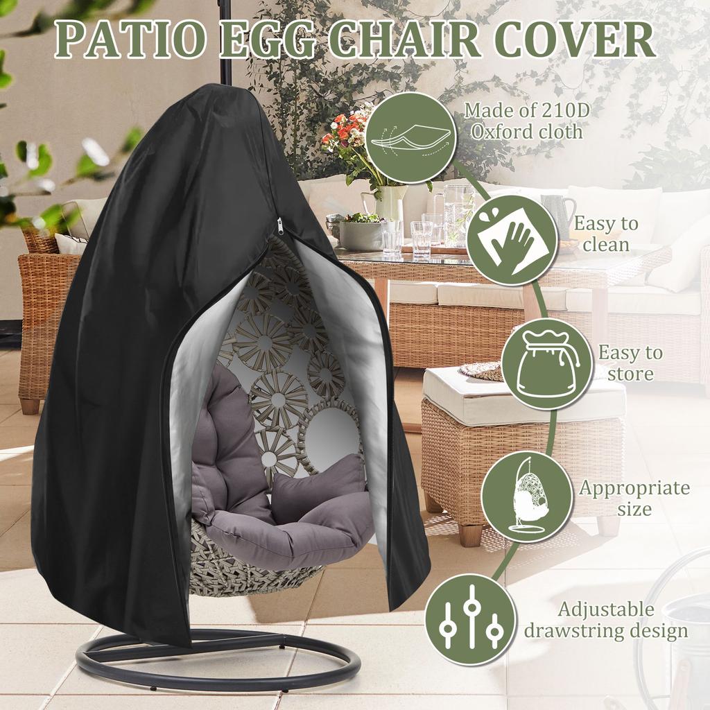Hanging Egg Chair Cover Patio Waterproof Swing Chair Protector Outdoor UV Resistant Windproof For Wicker Egg Basket Cover