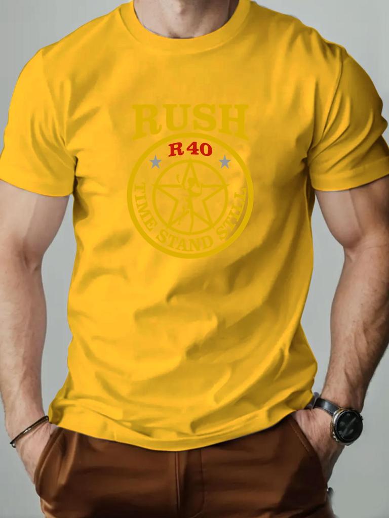 Mens Cotton TShirt RUSH Band R40 Summer Round Neck Short Sleeve Graphic Breathable Fashion Casual TShirt