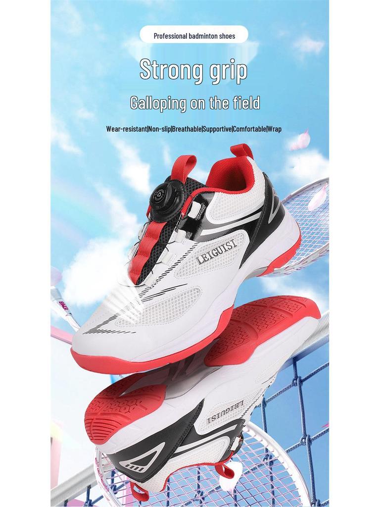 Plus Size 46 Breathable Rotating Buckle Badminton & Tennis Sneakers (No Laces)