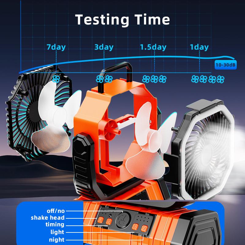 20000mAh Portable Camping Fan with LED Light 4-Speed Desktop Fan Remote Control for Outdoor Tent Fishing F6