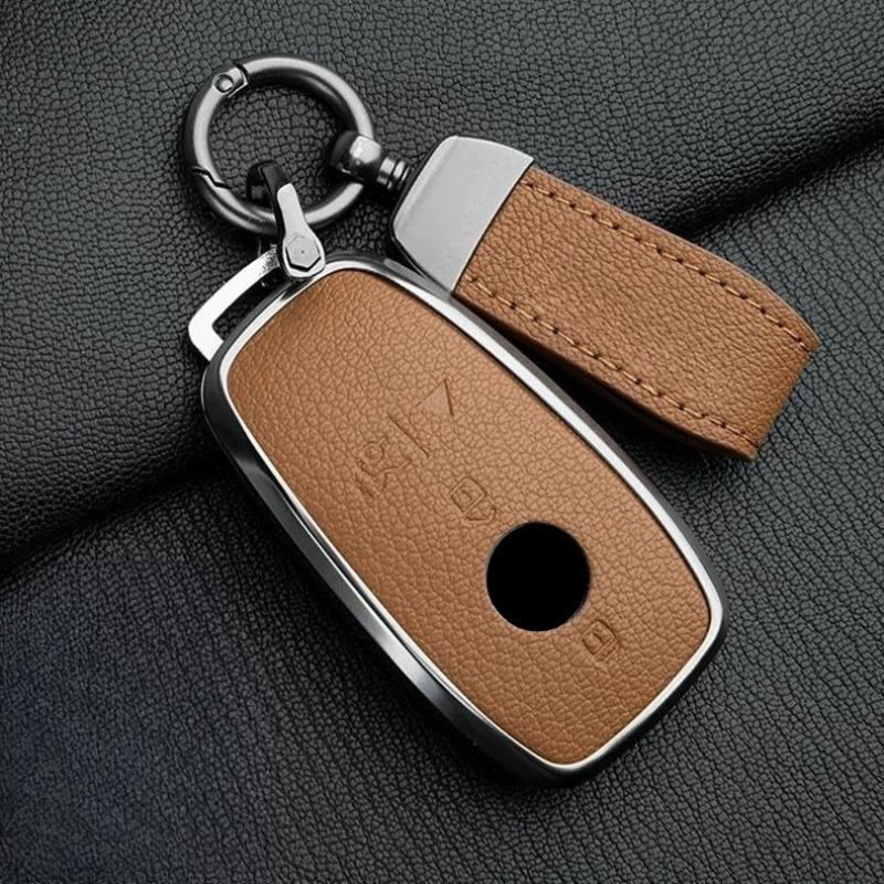 Car Key Case For Mercedes Benz Gls450 Key Cover Genuine Goat Leather Shell Buckle Bag; Gls480 Gls600