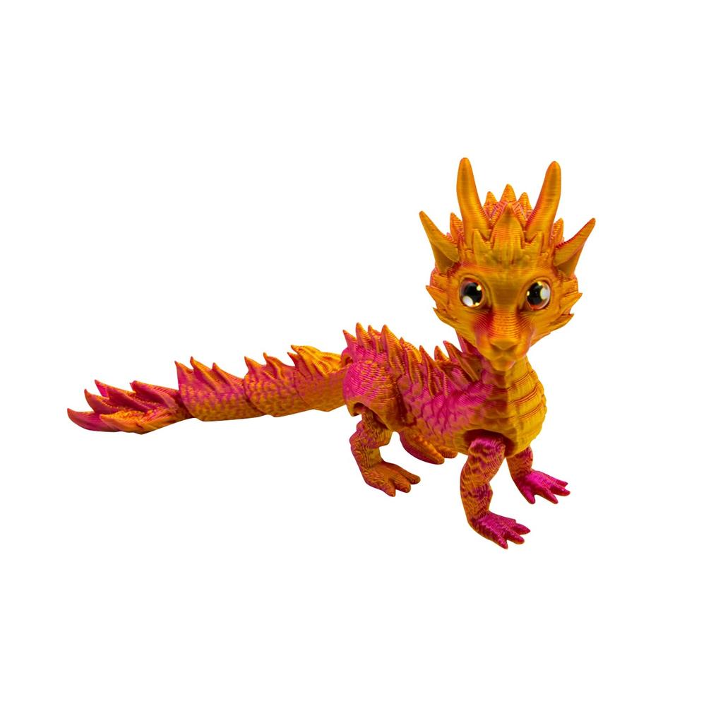 3D Printed Long Haired Dragon Multi-color Gradient Toy Ornament