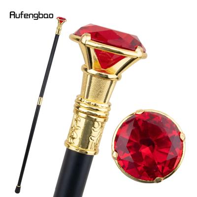 Rode Diamant Type Gouden Wandelstok Mode Decoratieve Wandelstok Gentleman Elegante Cosplay Wandelstok Knop Kroes 93cm