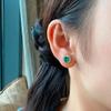 925 Sterling Silver Green Cubic Zirconia Stud Earrings for Women Simple Chic Fashionable Jewelry Accessory