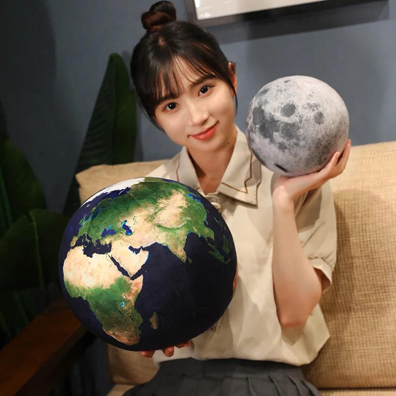 Kreatywna Planeta Pluszowa Poduszka Dekoracyjna Zabawka Symulacja Ziemia Księżyc Słońce Pluszaki Poduszka Dekoracja Domu Anime Miękkie Wypchane Zabawki dla Dzieci Prezenty