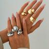 3Pcs Punk Water Drop Open Rings Set for Women Men Hip Hop Big Bold Open Geometric Finger Ring Chunky Smooth Jewelry Party Gifts