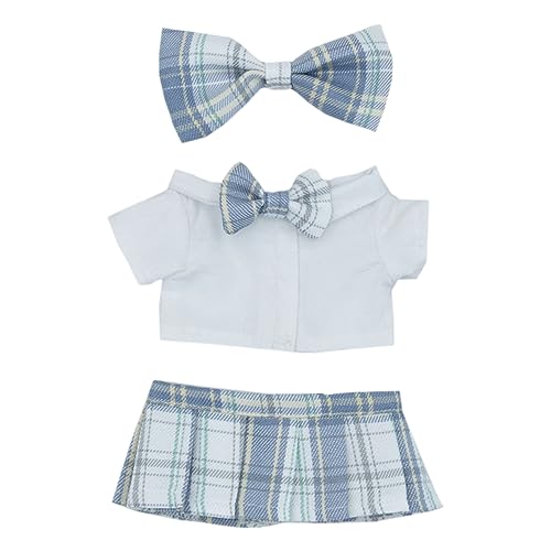 

niannyyhouse 10cm, 15cm, 20cm Plush Clothes Set for JK Girls, Includes Headwear, Dress Shirt, Skirt, and Accessories (Blue, 20cm)