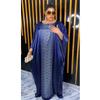 Plus Size Adjustable Belt Dresses Women's Drill Silk Satin Bat Sleeve Long Dress