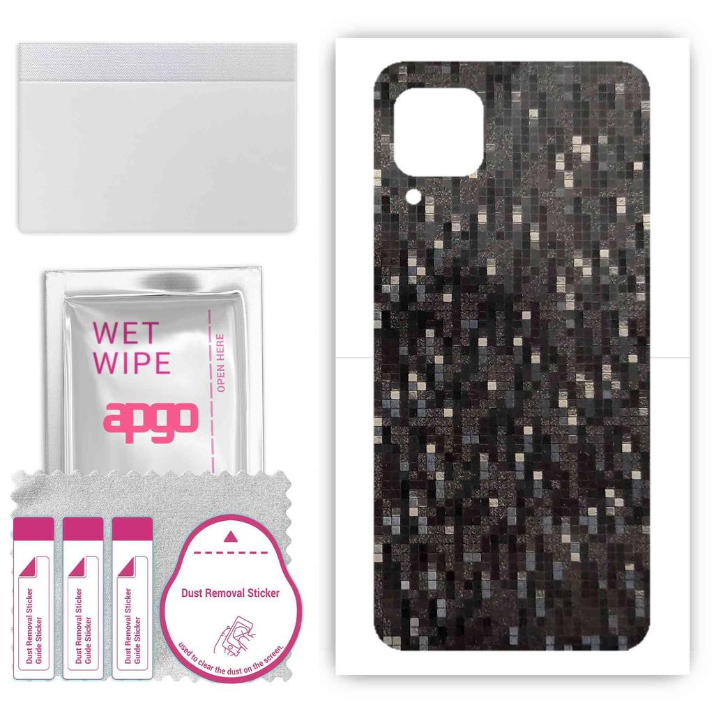 apgo Protective Skin Sticker for the Back Compatible with Huawei P40 Lite, Wrap Film, Foil, Vinyl - Pattern Carbon Black Pixel