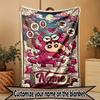Custom Name Personalized Crayon Shin chan  Print Blanket, Home Decor, Bedroom, Sofa, Camping, Couch, Gifts for Birthday Christmas