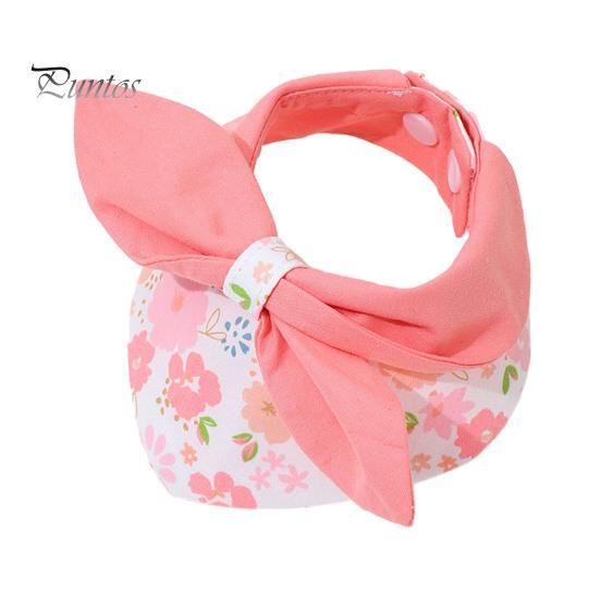 

Ошейник для домашних животных с цветочным узором, треугольное полотенце для кошек с бантом, удобная застежка на пуговицы, шейный платок для собак, домашнее животное горячий розовый