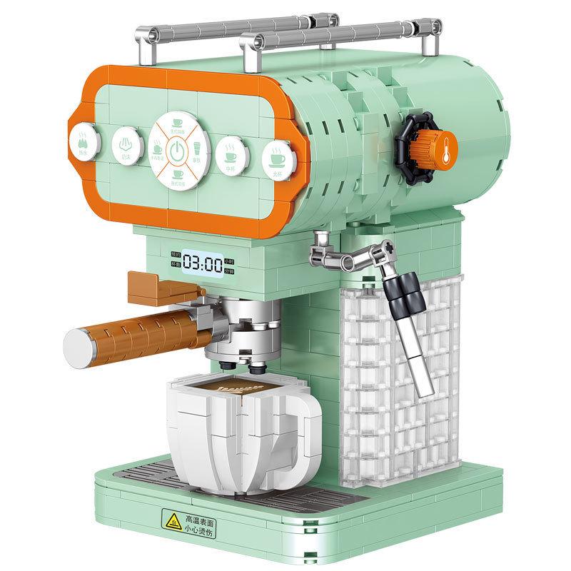 Retro Coffee Machine & Grinder Building Blocks Set - Toy Gift