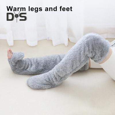 1 Paar Winter-Bodensocken, verdicktes Korallenvlies, hohes Rohr, doppelte Wärme, schützt die Kniegelenke, rutschfeste lange Socken, Weihnachtsgeschenk, warme Beinsocken