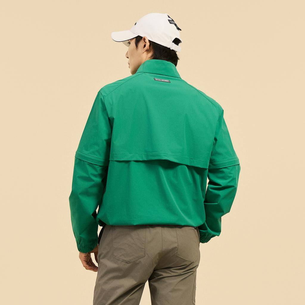 CHALLENGER Men'S Nylon Stretch Sleeve Detachable Round Neck Woven Top Green