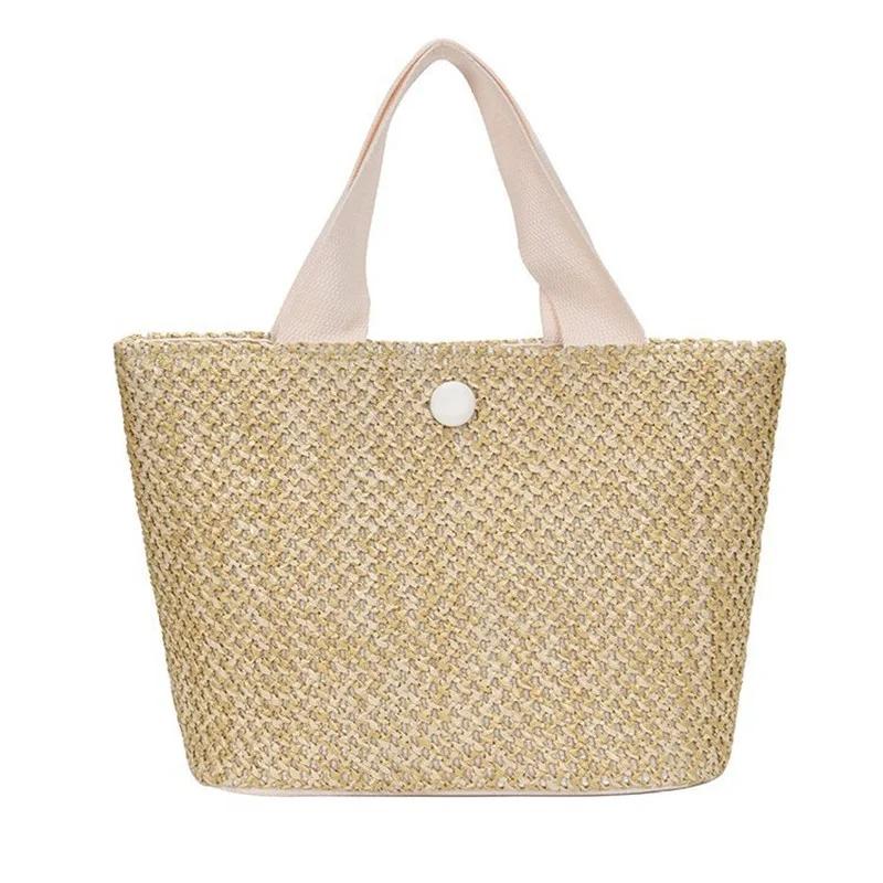 Seaside Summer Beach Vacation Stylish Woven Bag Retro Handbag Straw Woven Bag For Women