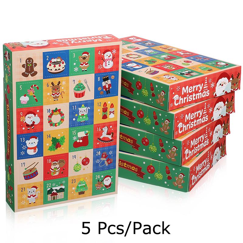 

5 шт. Пакет для конфет Милая упаковочная коробка Сюрприз Рождественский обратный отсчет Упаковочные коробки DIY Упаковка для слепой коробки Адвент-календарь Рождество