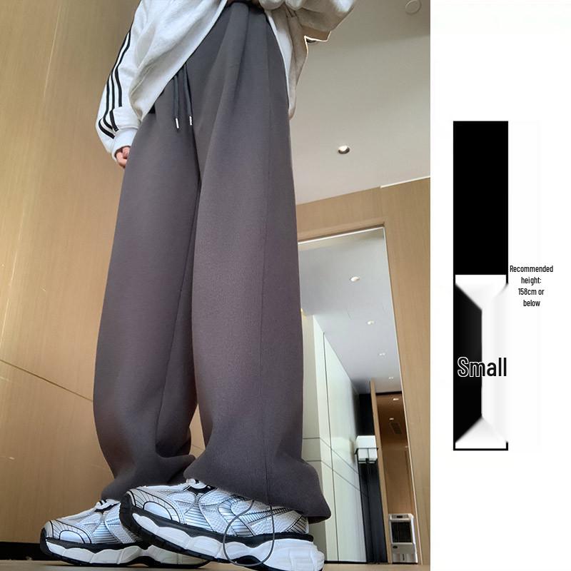 Damen Graue Lammleder Jogginghose - Herbst/Winter 2025 Neu Locker Lässig Weitbein plus Verdickte Knöchelhose.