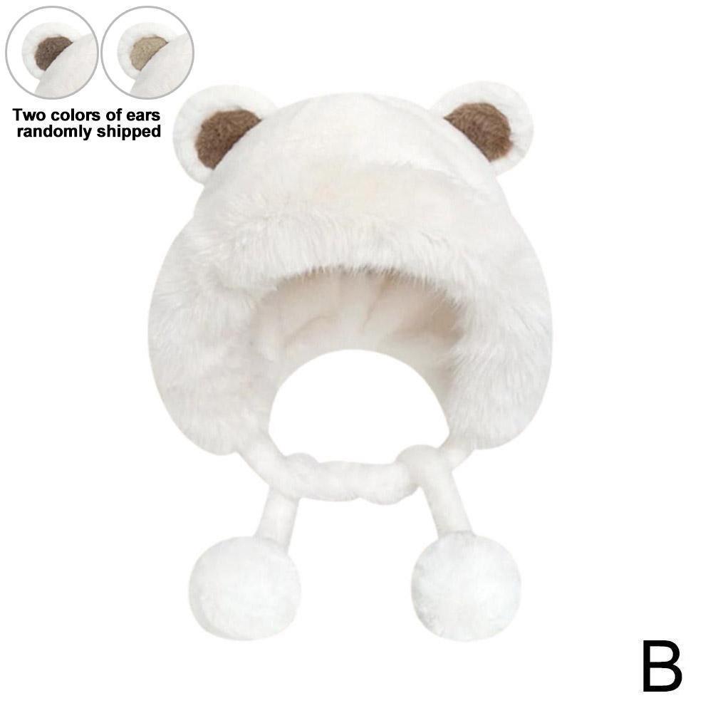 Women Cold Weather Hat Women Plush Hat Soft Fuzzy Women's Plush Hat With Cute Bear Ears Windproof Warm For Autumn Winter