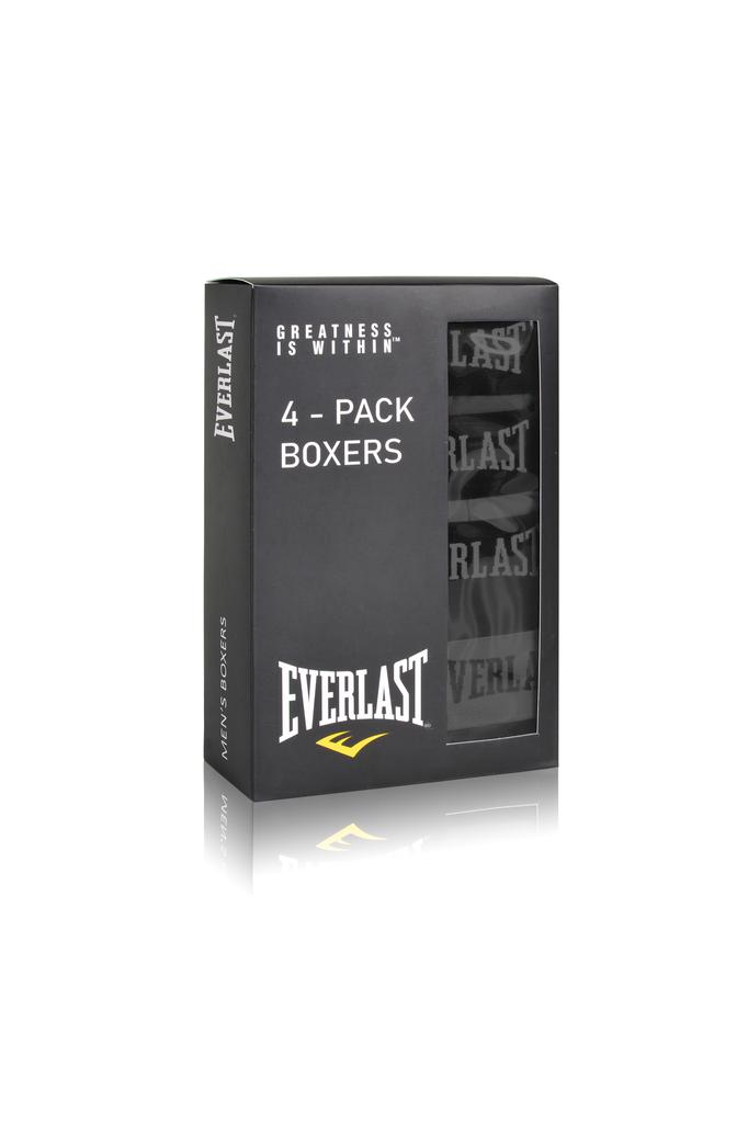 EVERLAST Men's Boxer Shorts Cotton Logo Black Set of 4
