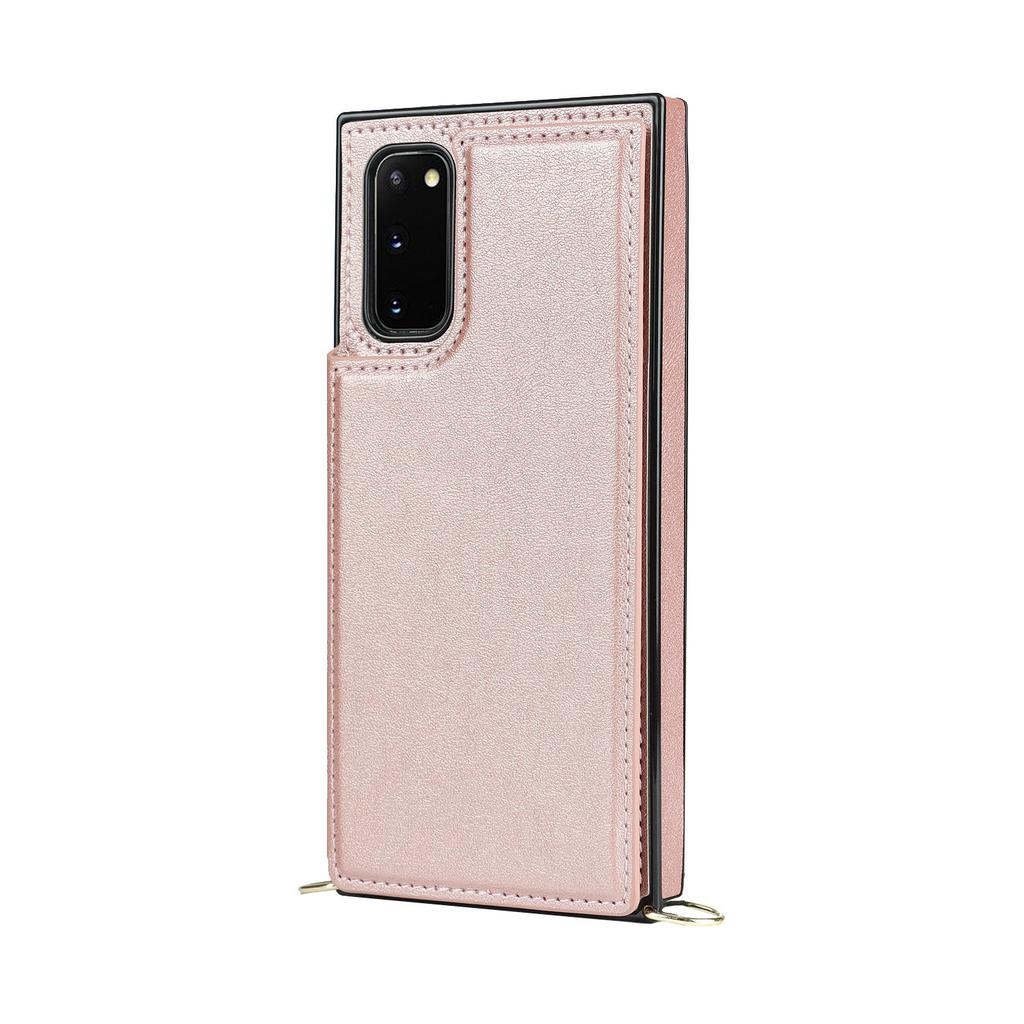Dual Button Card Holder Wallet Phone Case for Samsung Galaxy S25 Ultra S24 Plus S23 FE S22 S21 S20 Note 20 Bracket Leather Cover