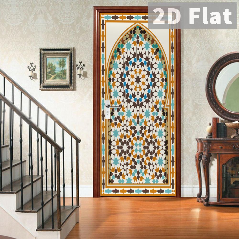 76Style 77/90cm Self-Adhesive Door Stickers Removable Wall Sticker Scenery Wallpaper Stone Stair Murals for Doors Modern Home Decor