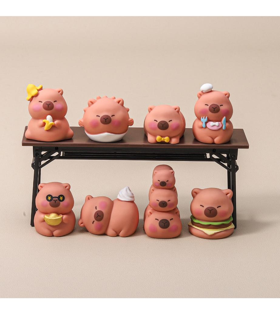 8pcs/Set Capybara Figure Toy MIni Figurine Desktop Decoration Model Ornaments Toys Boys Girls Christmas Gifts